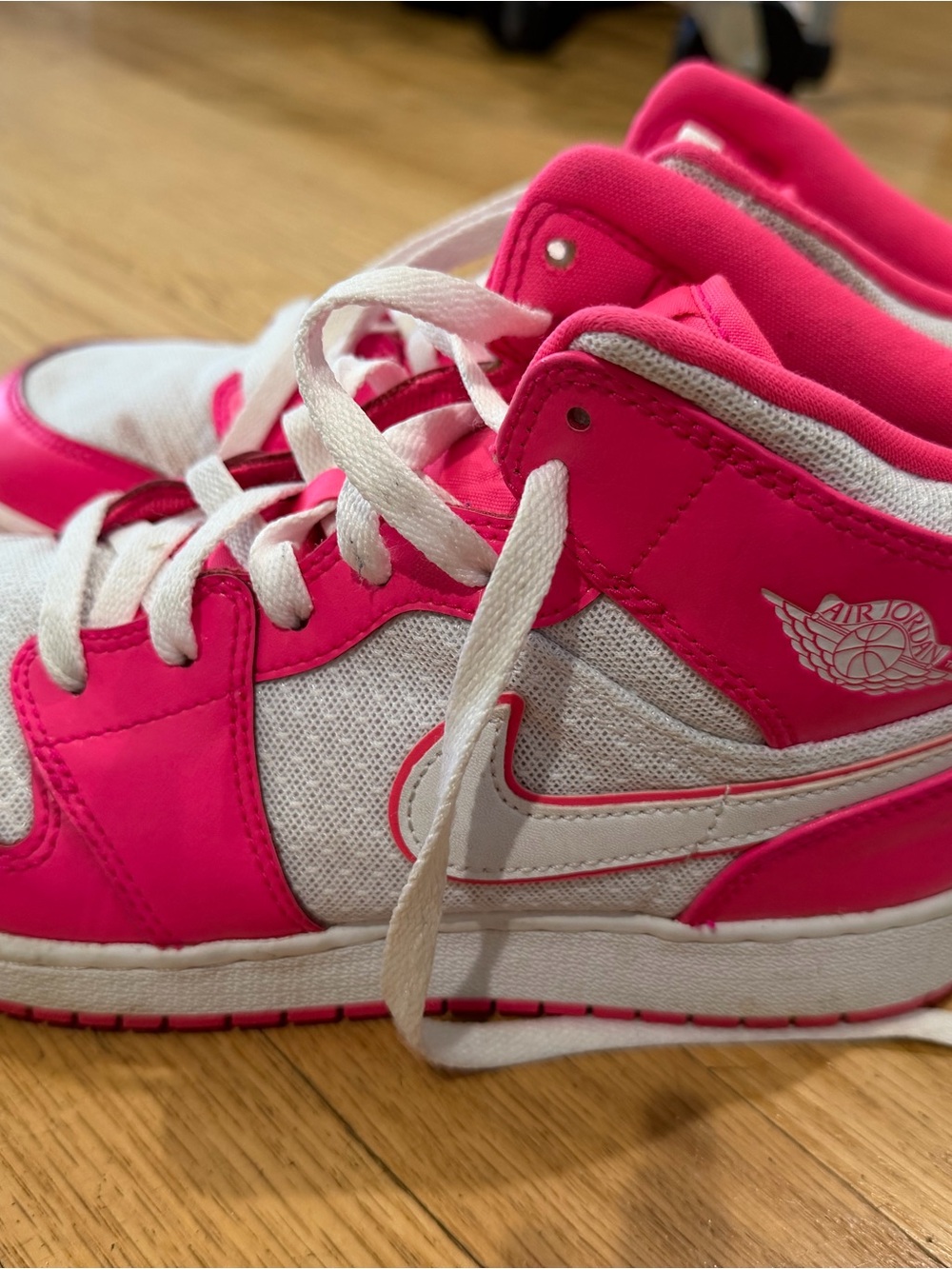 Jordan Kids High-Top Sneakers in Hot Pink and White